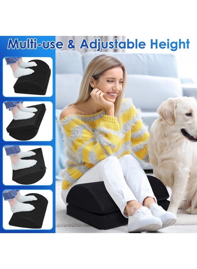 CushZone مسند قدمين قابل للتعديل من الإسفنج، يوضع تحت المكتب في العمل، مناسب للمكتب، العمل، الألعاب، الكمبيوتر، هدية، ملحقات المكتب المنزلي، لتخفيف آلام الظهر والورك (أسود) - Image 3